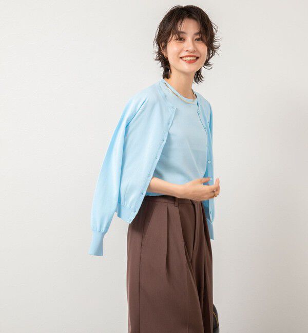 NOLLEY'S sophi「《アンサンブル対応/手洗い可能》綿ポリポケ付きCクルーネックカーディガン」|カーディガン|