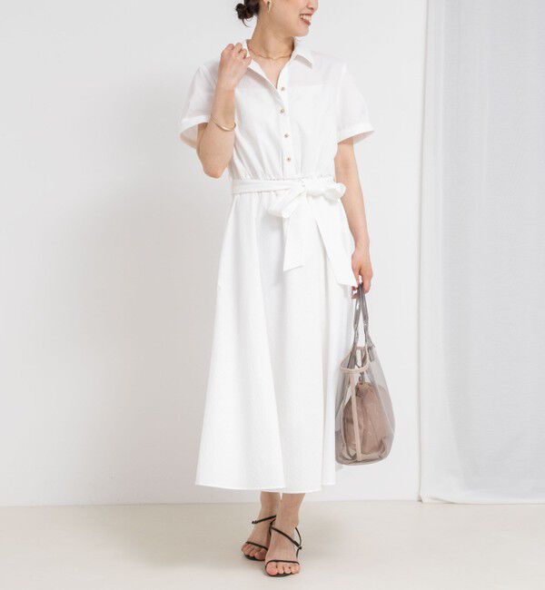 NOLLEY'S sophi「ウォッシャブルサッカーシャツワンピース」|ワンピース|