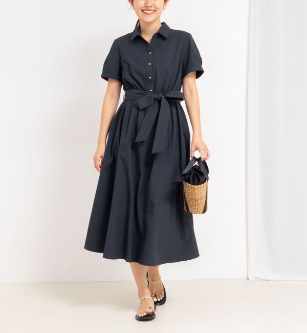 NOLLEY'S sophi「ウォッシャブルサッカーシャツワンピース」|ワンピース|