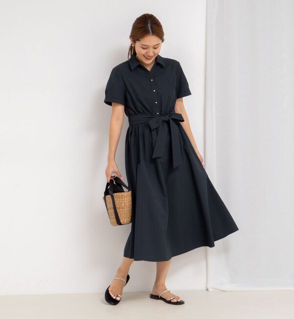 NOLLEY'S sophi「ウォッシャブルサッカーシャツワンピース」|ワンピース|