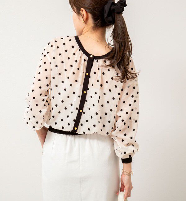 NOLLEY'S「シアーフロッキードットクルーネックカーディガン」|カーディガン|