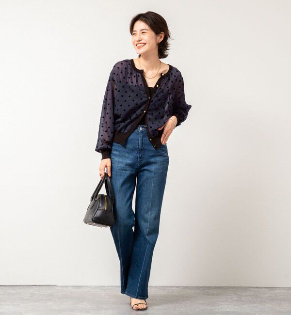 NOLLEY'S「シアーフロッキードットクルーネックカーディガン」|カーディガン|