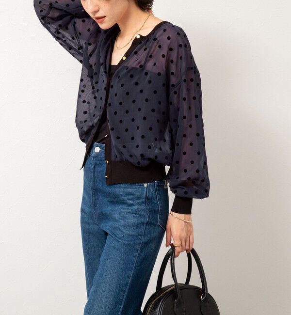 NOLLEY'S「シアーフロッキードットクルーネックカーディガン」|カーディガン|