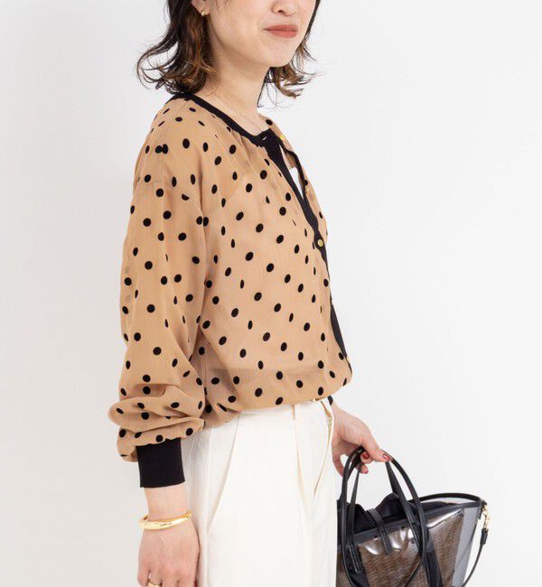 NOLLEY'S「シアーフロッキードットクルーネックカーディガン」|カーディガン|