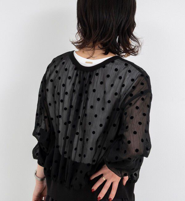 NOLLEY'S「シアーフロッキードットクルーネックカーディガン」|カーディガン|