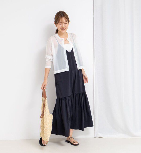 NOLLEY'S「《手洗い可能》《アンサンブル対応》シアーラメ天竺長袖クルーネックカーディガン」|カーディガン|