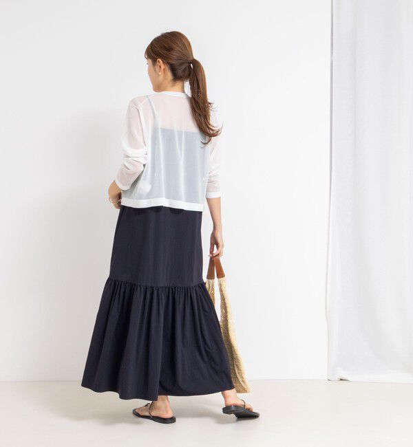 NOLLEY'S「《手洗い可能》《アンサンブル対応》シアーラメ天竺長袖クルーネックカーディガン」|カーディガン|