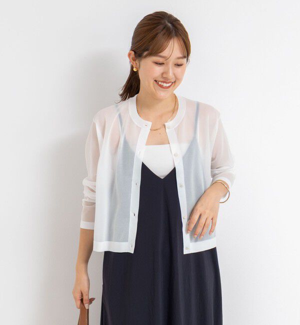 NOLLEY'S「《手洗い可能》《アンサンブル対応》シアーラメ天竺長袖クルーネックカーディガン」|カーディガン|