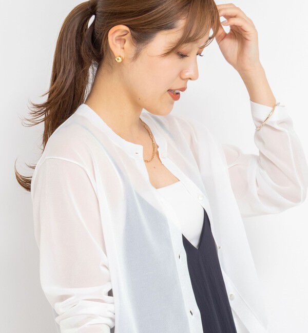 NOLLEY'S「《手洗い可能》《アンサンブル対応》シアーラメ天竺長袖クルーネックカーディガン」|カーディガン|