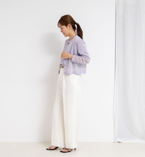 NOLLEY'S「《手洗い可能》《アンサンブル対応》シアーラメ天竺長袖クルーネックカーディガン」|カーディガン|