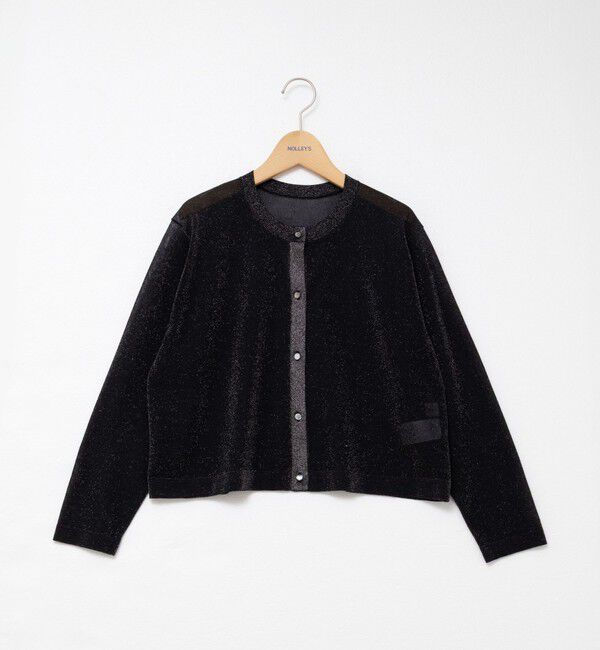 NOLLEY'S「《手洗い可能》《アンサンブル対応》シアーラメ天竺長袖クルーネックカーディガン」|カーディガン|