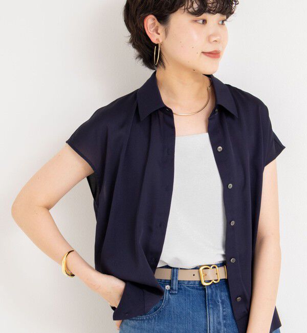 NOLLEY'S「裾リブサテンシフォンフレンチシャツ」|シャツ・ブラウス|