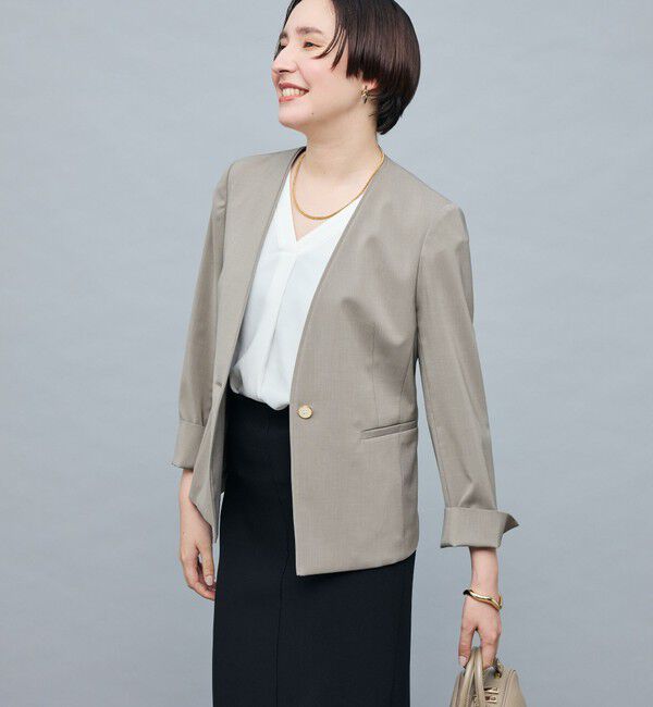 NOLLEY'S sophi「《セットアップ対応》ウォッシャブルファンクショナルツイルノーカラージャケット」|ノーカラージャケット|