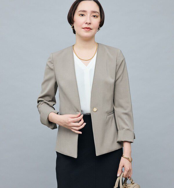 NOLLEY'S sophi「《セットアップ対応》ウォッシャブルファンクショナルツイルノーカラージャケット」|ノーカラージャケット|