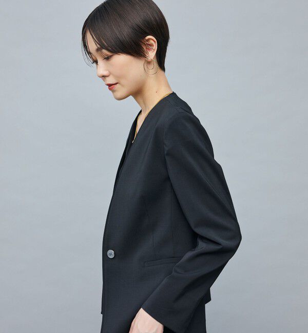 NOLLEY'S sophi「《セットアップ対応》ウォッシャブルファンクショナルツイルノーカラージャケット」|ノーカラージャケット|