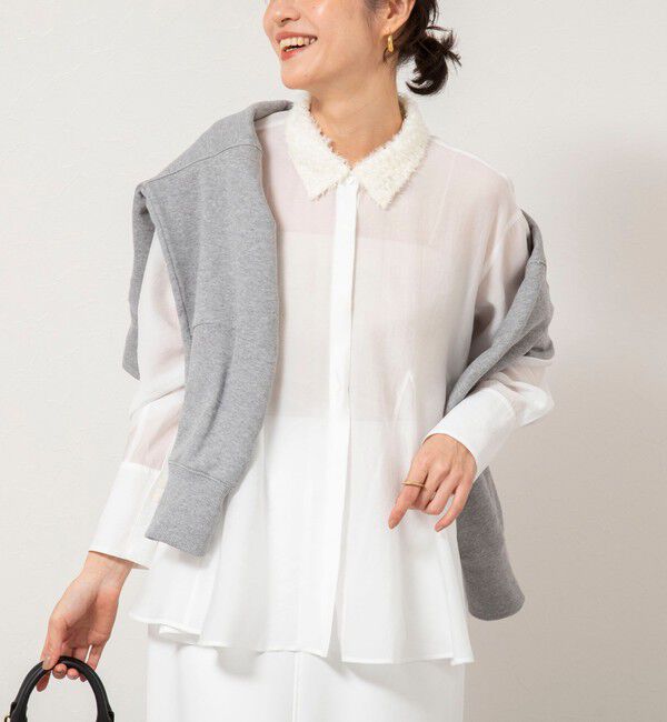 NOLLEY'S sophi「チュール襟付オーガンジーフレアシャツブラウス」|シャツ・ブラウス|