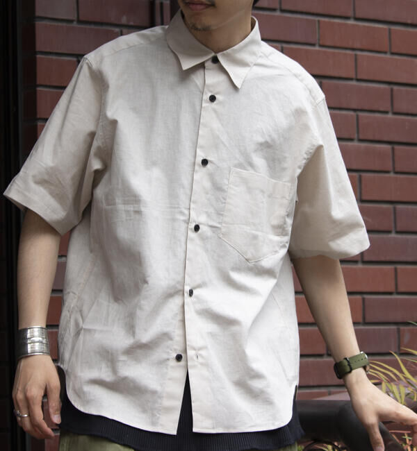 GLOSTER「【GLOSTER/グロスター】コットンリネン 半袖シャツ レギュラーカラー 綿麻」|シャツ・ブラウス|