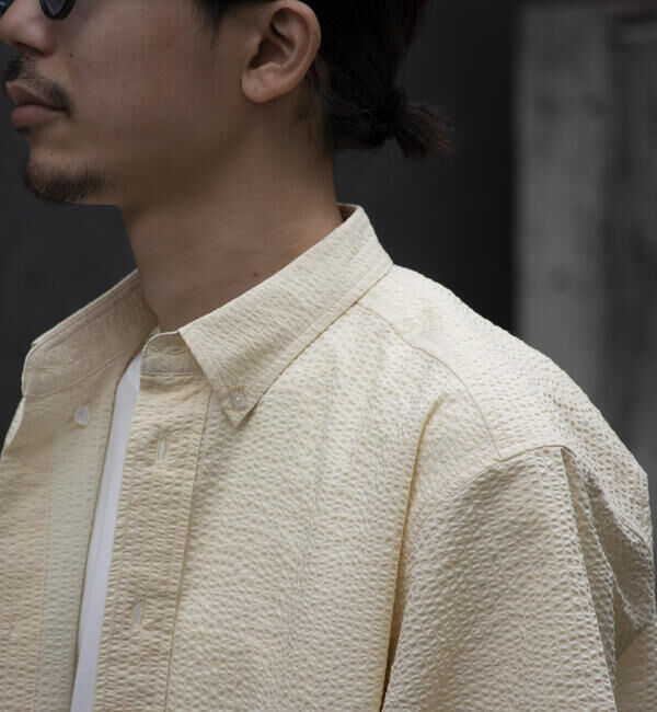 GLOSTER「【GLOSTER/グロスター】シアサッカー ボタンダウン半袖シャツ」|シャツ・ブラウス|