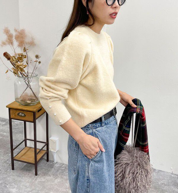 fredy emue「袖ボリュームパール付きニットプルオーバー」|ニット・セーター|