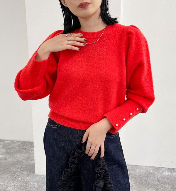 fredy emue「袖ボリュームパール付きニットプルオーバー」|ニット・セーター|