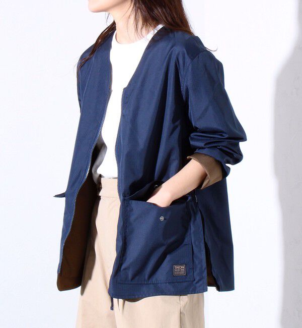 GLOSTER「【TAION/タイオン】ミリタリー Ripstop  リバーシブル Vネック Zip カーディガン」|ブルゾン・スタジャン|