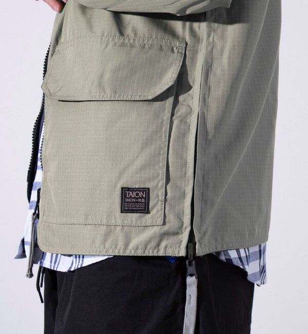 GLOSTER「【TAION/タイオン】ミリタリー Ripstop  リバーシブル Vネック Zip カーディガン」|ブルゾン・スタジャン|