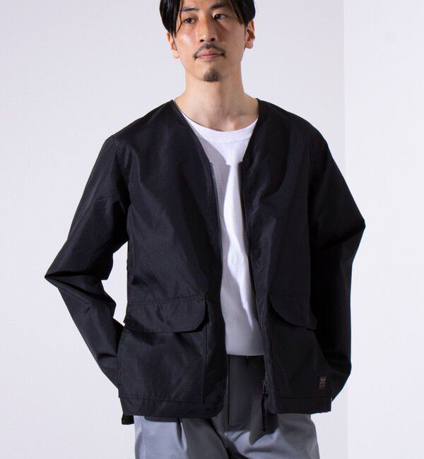 GLOSTER「【TAION/タイオン】ミリタリー Ripstop  リバーシブル Vネック Zip カーディガン」|ブルゾン・スタジャン|ブラック