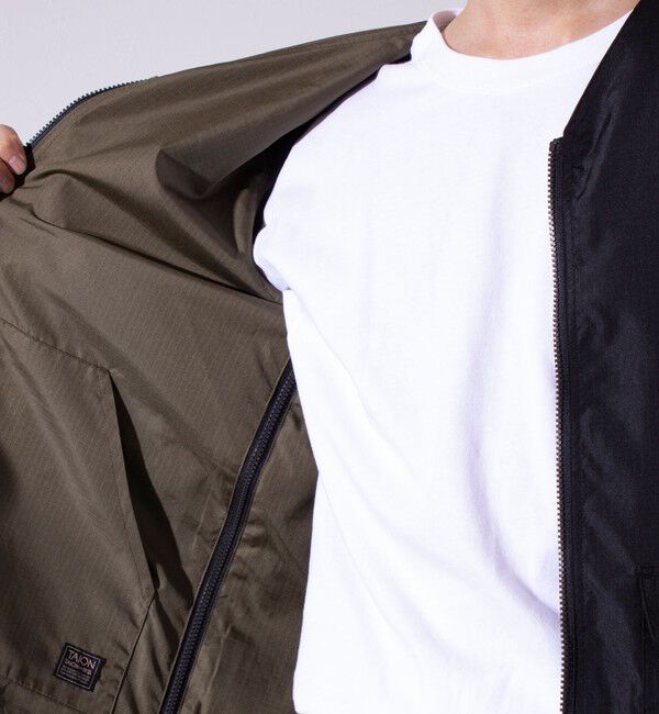 GLOSTER「【TAION/タイオン】ミリタリー Ripstop  リバーシブル Vネック Zip カーディガン」|ブルゾン・スタジャン|