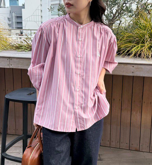 fredy emue「【GEVACO/ゲバコ】バンドカラーロングスリーブシャツ」|シャツ・ブラウス|ピンク系その他