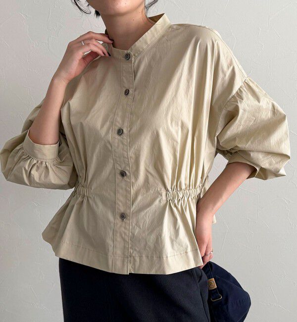 fredy emue「クロップドウエストギャザーブラウス」|シャツ・ブラウス|ベージュ