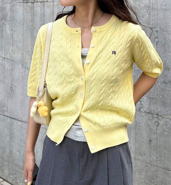 fredy emue「FR刺繍ケーブル柄半袖カーディガン」|カーディガン|
