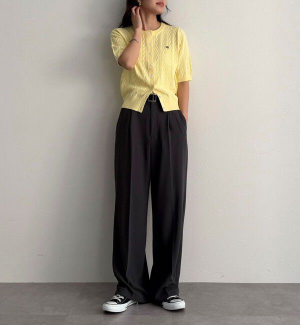 fredy emue「FR刺繍ケーブル柄半袖カーディガン」|カーディガン|