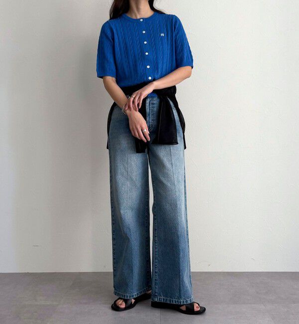 fredy emue「FR刺繍ケーブル柄半袖カーディガン」|カーディガン|