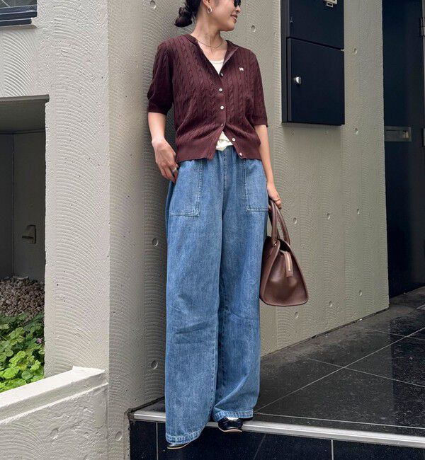 fredy emue「FR刺繍ケーブル柄半袖カーディガン」|カーディガン|