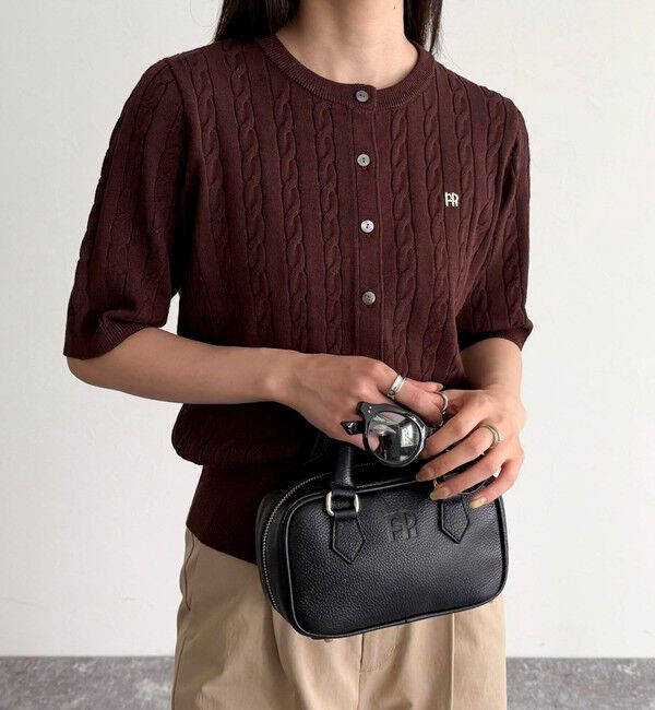 fredy emue「FR刺繍ケーブル柄半袖カーディガン」|カーディガン|