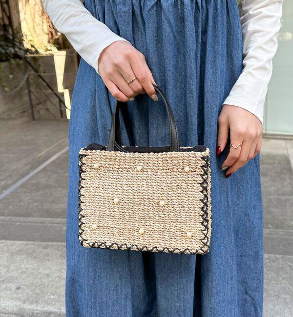 fredy emue「ドットパールスクエアアバカトートバッグ」|かごバッグ|