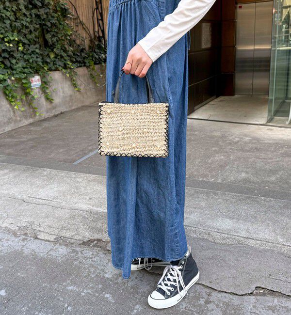 fredy emue「ドットパールスクエアアバカトートバッグ」|かごバッグ|