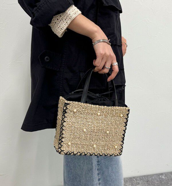 fredy emue「ドットパールスクエアアバカトートバッグ」|かごバッグ|