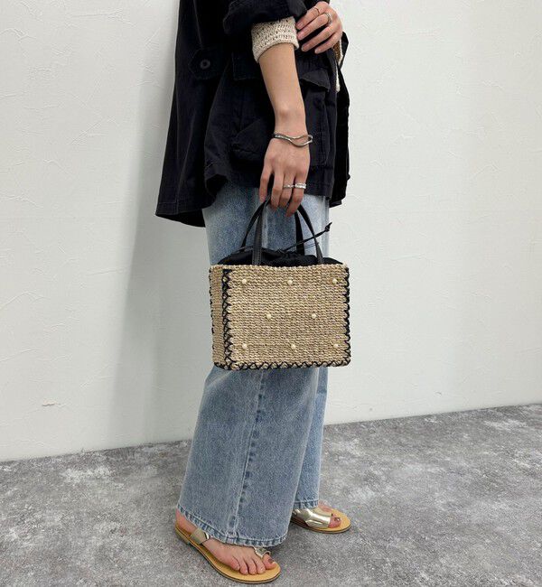 fredy emue「ドットパールスクエアアバカトートバッグ」|かごバッグ|