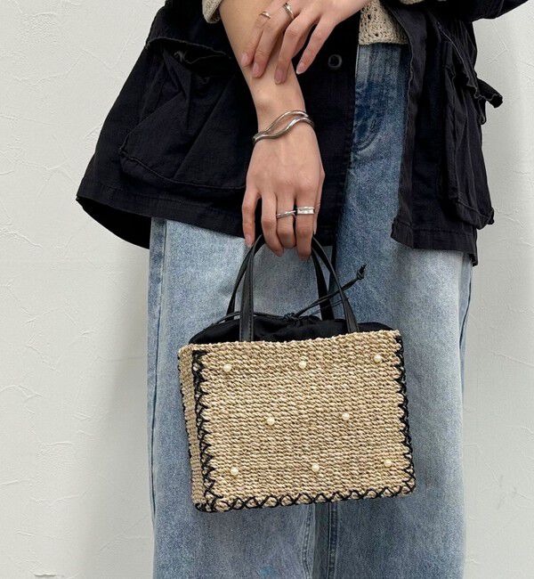 fredy emue「ドットパールスクエアアバカトートバッグ」|かごバッグ|