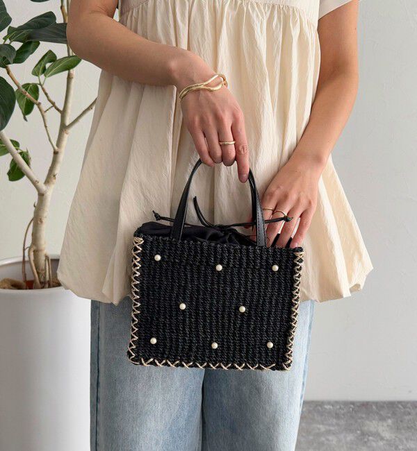 fredy emue「ドットパールスクエアアバカトートバッグ」|かごバッグ|