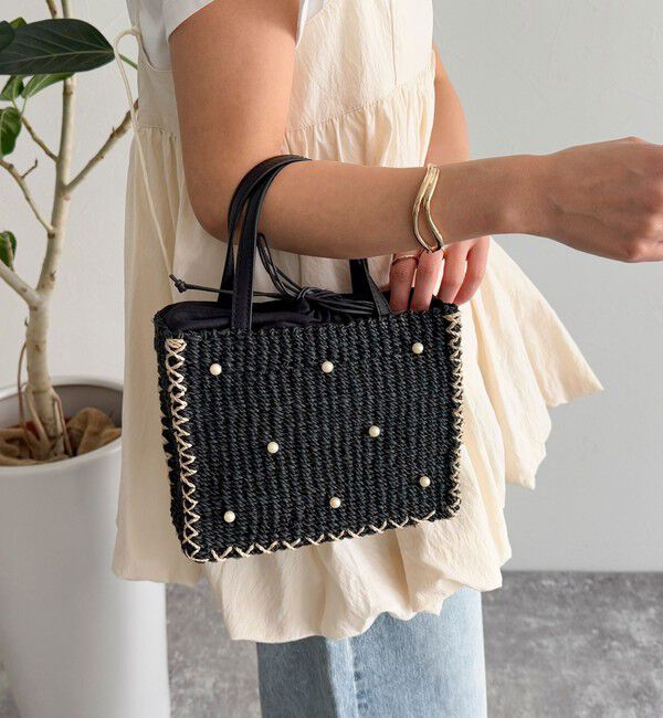 fredy emue「ドットパールスクエアアバカトートバッグ」|かごバッグ|