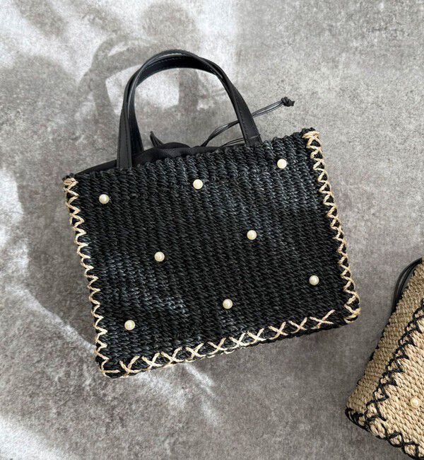 fredy emue「ドットパールスクエアアバカトートバッグ」|かごバッグ|