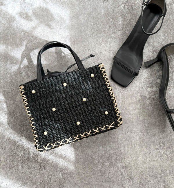 fredy emue「ドットパールスクエアアバカトートバッグ」|かごバッグ|