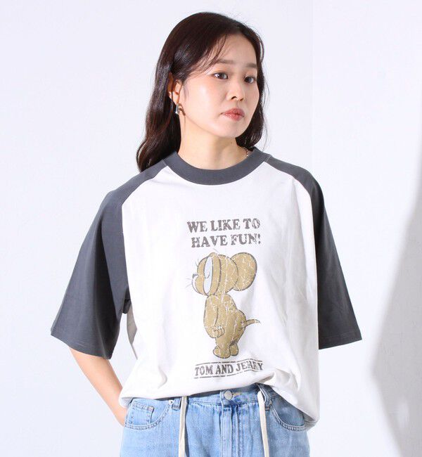 GLOSTER「【Disney】【TOM&JERRY】ピグメント/ラグランスリーブ プリントTシャツ 」|Tシャツ・カットソー|