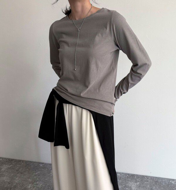 fredy emue「ハイツイストコットンコンパクトロンTシャツ」|Tシャツ・カットソー|グレイッシュベージュ