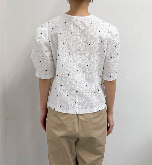 fredy emue「【WEB限定カラーあり】コットンリップルハート刺繍ブラウス」|シャツ・ブラウス|