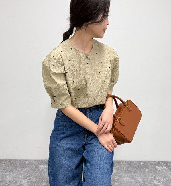 fredy emue「【WEB限定カラーあり】コットンリップルハート刺繍ブラウス」|シャツ・ブラウス|