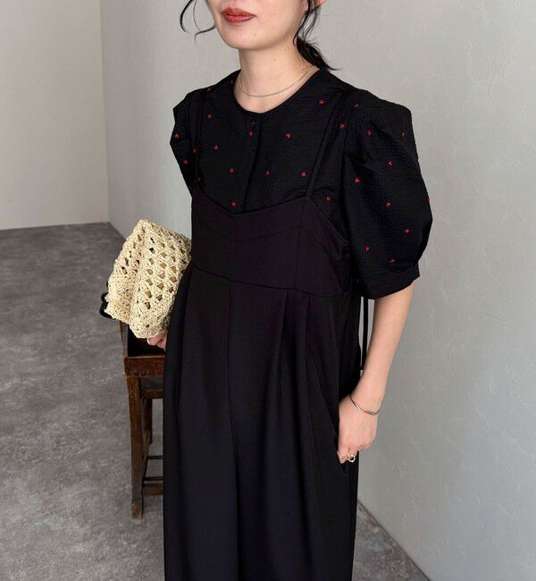 fredy emue「【WEB限定カラーあり】コットンリップルハート刺繍ブラウス」|シャツ・ブラウス|ブラック系その他