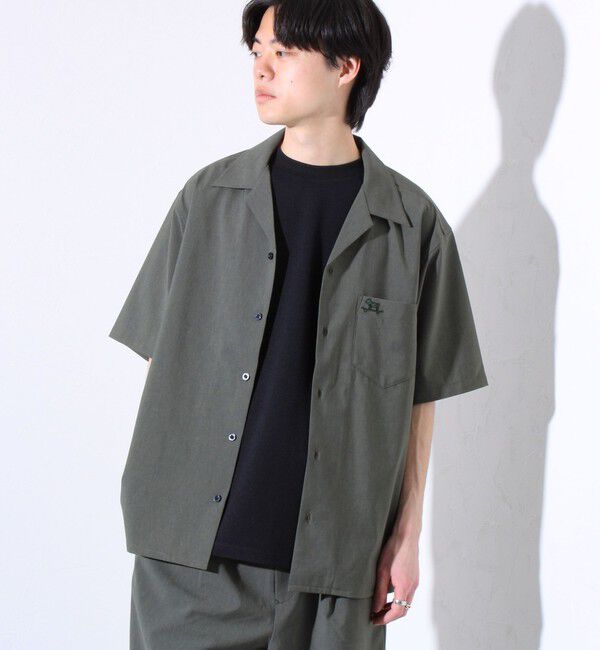 GLOSTER「【GLOSTER/グロスター】フレンチブルドッグ刺繍 COOLMAX オープンカラーシャツ」|シャツ・ブラウス|